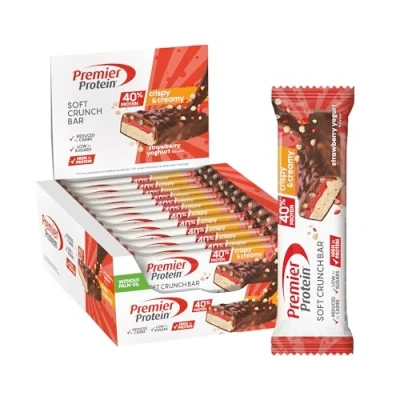 Abbildung von Premier Protein Soft Crunch Bar 40% Strawberry Yoghurt 12x40g Hoher Proteingehalt + Low Sugar Palmölfrei