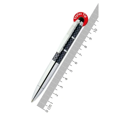Abbildung von ONLINE Drehkugelschreiber und Eingeabestift in einem, mit Metallclip, D1 Standardmine, Piccolo Stylus Race, 2in1 Mini Kuli fürs Portemonnaie, blauschreibend, Tip für Touchscreens