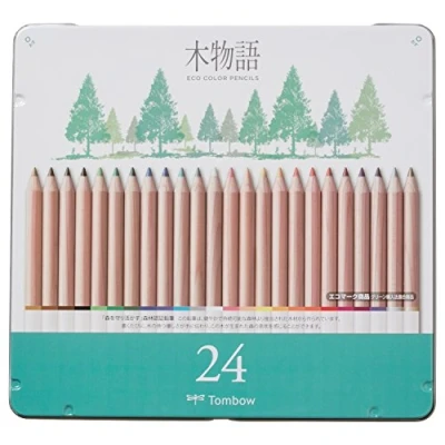 Abbildung von Tombow Ki Monogatari Eco Farbstift, praktischer Metalldose, PEFC zertifiziert, wachsbasiert, 24er Set [CB RS 24C]