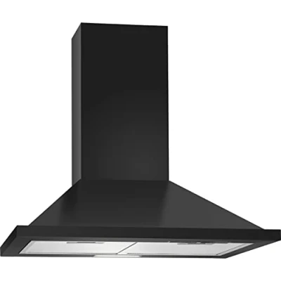 Abbildung von Bomann DU 7608 Dunstabzugshaube 60 cm breit, leise Abzugshaube aus Edelstahl, Abluft Betrieb, Umluft, Dunstabzug: 339 m3/h, Wandesse/Wandhaube inkl. 2 Filter, mit LED Beleuchtung, schwarz
