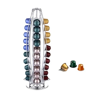 Abbildung von Exzact Kaffeekapselhalter kompatibel für NESPRESSO (40 x Kapseln) Ständer Kaffeekapseln Kaffeepad 360 Drehbar und rutschfest Kapselhalter/Kapseldispenser/Kapselständer