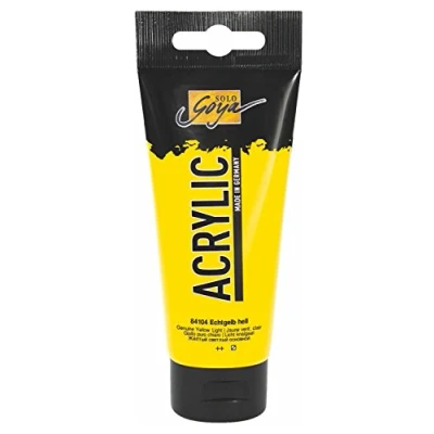 Abbildung von KREUL 84104 Solo Goya Acrylic, 100 ml Tube in echtgelb hell, cremige vielseitig einsetzbare Acrylfarbe Studienqualität, auf Wasserbasis, schnell und matt trocknend, gut deckend, wasserfest