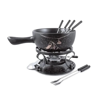 Abbildung von Swissmar F66901 Gruyère Fondue Set 9 teiliges, Keramik/Edelstahl, 2.65L, für Fleisch, Käse und Schokolade, 4 Personen, Geschenkset