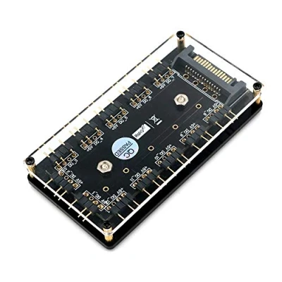 Abbildung von LeHang 12 poliger 5 V RGB LED Splitter Hub mit PMMA Gehäuse und magnetischem Abstandshalter für ASUS/MSI 3 Pin Controller