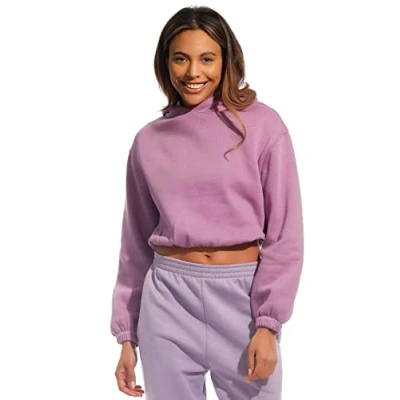 Abbildung von Light &amp; Shade Damen Cropped Kapuzen Sweatshirt, Lila, XS