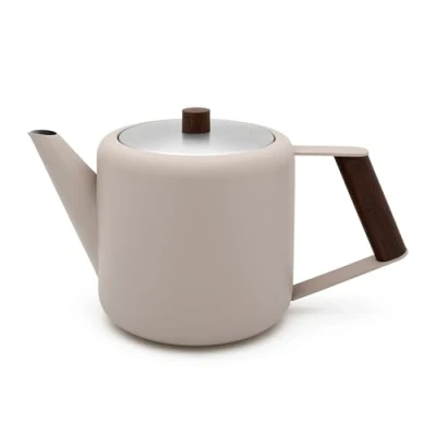 Abbildung von Bredemeijer doppelwandige Retro Teekanne 1.1 Liter beige isolierende Kanne aus Edelstahl für längeren Teegenuss