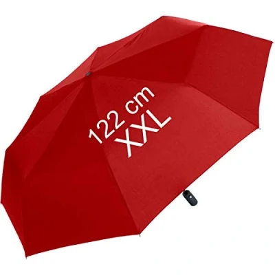 Abbildung von XXL Taschenschirm mit Auf Zu Automatik Full Class 122 cm großes Dach dunkel rot