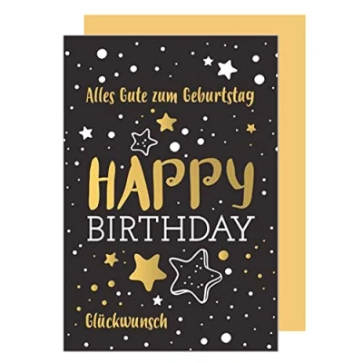 Abbildung von Edition Seidel Premium Geburtstagskarte mit Goldprägung und Umschlag. Glückwunschkarte Grusskarte Billet Geburtstag Happy Birthday Mann Frau einzelne eine Sprüche Karte Gold (G2335 SW022)