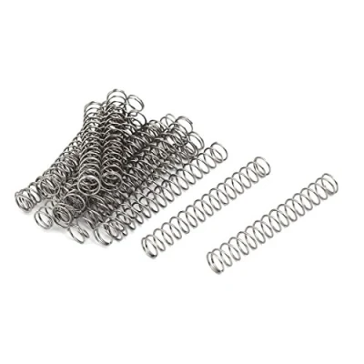 Abbildung von sourcing map 20Stk 0,6mmx7mmx50mm 304 Edelstahl Druckfedern Druckfeder Spiralfeder Stahlfeder Silberton