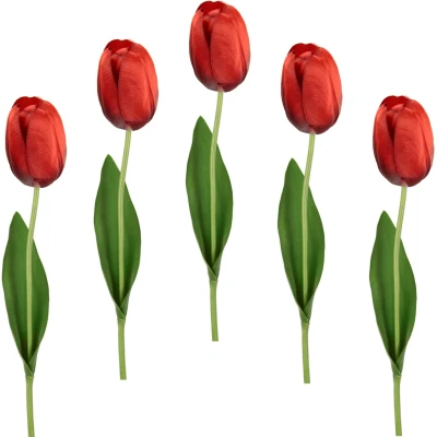 Abbildung von Künstliche Real Touch Tulpen Tulpenknospen Tulpenbündel Tulpenbund Blüten Frühjahrsdeko Frühlingsdeko Osterdeko Kunstblumen Blumen Gefälschte Hochzeit Dekoration Einzelblume Stielblume Seidenblume