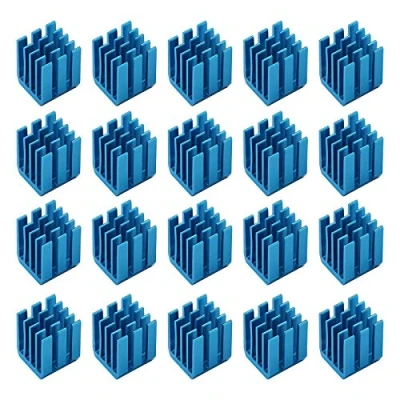 Abbildung von Create idea Kühlkörper für Schrittmotor, mit leitfähigem Klebstoff, 3D Drucker Chip Kühler TMC2130, TMC2100, A4988, DRV8825, TMC2208 (blau, 9 x 12 mm), 20 Stück