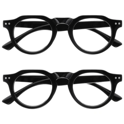 Abbildung von OPULIZE RIO Lesebrille mit Blaulichtfilter 2er Pack Oben Abgeflachter Rahmen Schwarz Damen &amp; Herren Federscharniere BB53 1 +3.00
