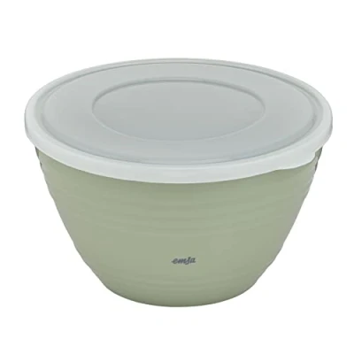 Abbildung von Emsa K32527 Prep&amp;Bake Kunststoff Rührschüssel 2,75 L mit konservierendem Deckel für die Aufbewahrung im Kühlschrank rutschfester Boden perfekte Stabilität beim Mischen spülmaschinenfest Grün