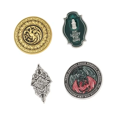 Abbildung von Grupo Erik Set Pins House of the Dragon 4 Anstecknadeln Drachen Targaryen Geschenke Game Thrones Merchandising