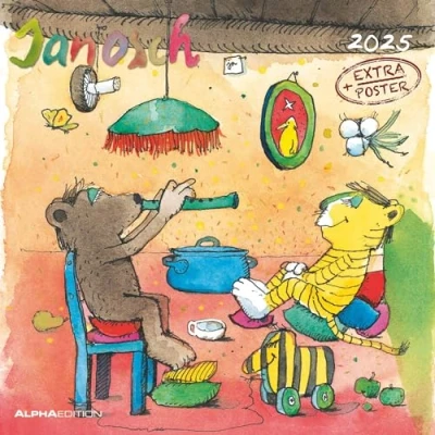 Abbildung von Alpha Edition Janosch 2025 Broschürenkalender 30x30cm, Kinderkalender mit hochwertigen Bildmotiven für jeden Monat, Mondphasen, Ferientermine DE/AT/CH und internationales Kalendarium