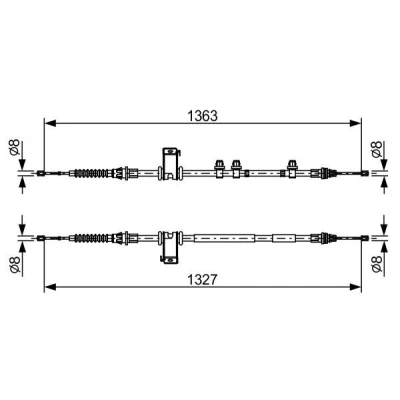 Abbildung von BOSCH 1 987 482 453 Handbremsseil 1363, 1327 FORD: FIESTA 6