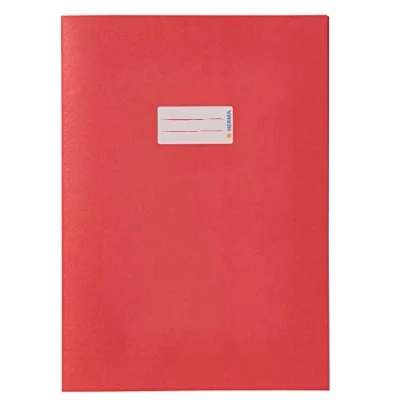 Abbildung von HERMA 5532 Heftumschlag A4 Papier Rot, Hefthülle mit Beschriftungsfeld aus extrem kräftigen &amp; satten Farben, Heftschoner für Schulhefte, farbig