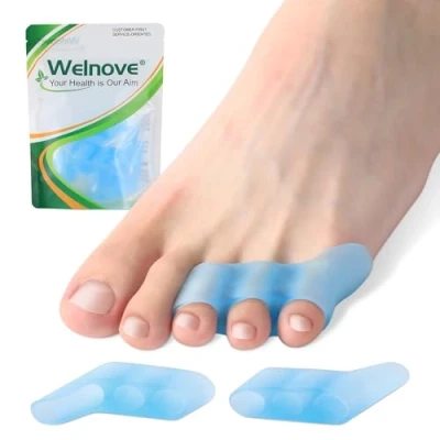 Abbildung von Welnove Gel Pinky Toe Separators 8 Pack Spacers, Bunion Cushions Pads for Women＆Men, Silicone Little Protectors Preventing Rubbing &amp; Relieve Pressure(Blue)