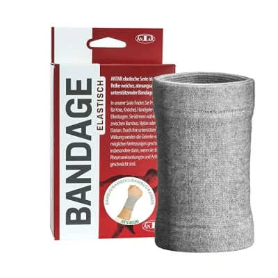 Abbildung von FabaCare Antar Bandage Handgelenk, Handgelenkbandage aus Viskose Bambus, Handgelenkstütze, Handgelenkschiene, antibakteriell, Größe L (18 20 cm), grau