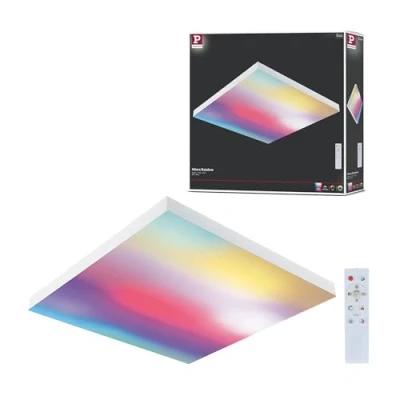 Abbildung von Paulmann 79905 LED Panel Velora Rainbow eckig incl. 1x19 W dimmbar dynamicRGBW Farbsteuerung Weiß Metall Deckenleuchte 3000 K