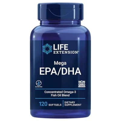 Abbildung von Life Extension, Mega EPA/DHA, Omega 3 aus Fischöl, 120 Weichkapseln, Laborgeprüft, Glutenfrei, Sojafrei, Ohne Gentechnik