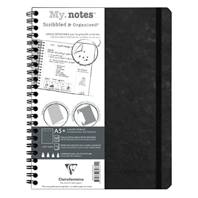 Abbildung von Clairefontaine 782331C Age Bag My.Notes Spiralheft mit abtrennbaren Rändern, 16x21cm, 60 Blatt 90g DOT Schwarz, 1 Stück