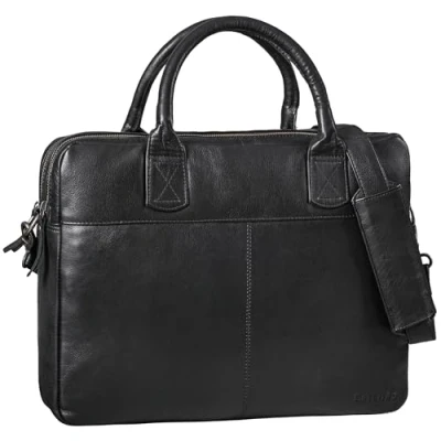 Abbildung von STILORD &#039;Performance&#039; Vintage Aktentasche Echtleder Herren Damen Büro Uni Umhängetasche Business Notebook Leder Laptoptasche 15,6 Zoll Arbeitstasche, Farbe:natural black