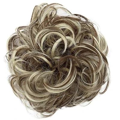 Abbildung von CAISHA Haarteil Haargummi Hochsteckfrisuren Brautfrisuren Voluminös Gelockt Unordentlich Dutt Kunstfaser DM15cm Hellbraun Hellblond Mix G38A