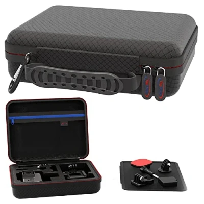 Abbildung von DigiCharge Tragetasche Tasche für Action Kameras Gopro Hero13 Hero12 Hero11 Hero10 / DJI Osmo 5 4 Insta360 One/Akaso/Hero 13 12 10 9 8 7 6 Apeman, und Zubehör, (22x17x6cm) (M,Schwarz)