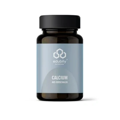Abbildung von edubily nutrition® Calcium Kapseln Markenrohstoff ovocet aus Eierschalen 400 mg pro Kapsel Laborgeprüft 120 für 4 Monate