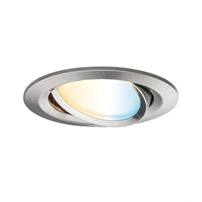 Abbildung von Paulmann 92961 Nova Plus LED Einbauleuchte Smart Home Zigbee rund schwenkbar 6W Tunable White dimmbar Eisen gebürstet Spot Alu Zink 2700K