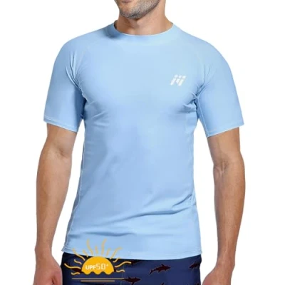 Abbildung von MEETWEE Herren Rash Guard Vest Männer Langarm/Kurzarm UV Schutz T Shirt Tops UPF 50+ Schnelltrocknend für Schwimmen Surfen Wassersport