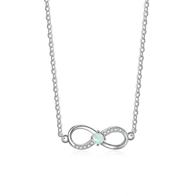 Abbildung von KristLand S925 Sterling Silber Opal Damen Kette Liebe Unendlichkeit Infinity Halskette für Frauen Mädchen Schmuck Geschenke