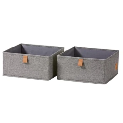 Abbildung von LOVE IT STORE Premium Schubladenbox 2 teilig Kleiderschrank Organizer aus Leinen Stoff Verstärkt mit Karton Set zwei großen Boxen Grau 30x30x15 cm