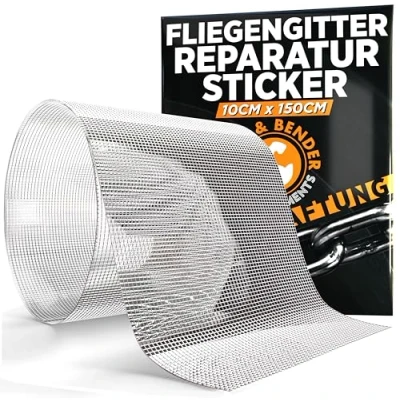 Abbildung von GRIP&amp;BENDER Reparatur Klebeband für Fliegengitter Set Extra Breit, Unsichtbares Reparaturband (Weiss, 10cmx150cm)
