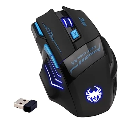 Abbildung von Zelotes Kabellose Maus Wireless Mouse,2.4GHz Ergonomische PC Kabellos,7 Tasten 2400DPI USB Gaming Maus,Computer für PC, Mac, Laptop,Schwarz