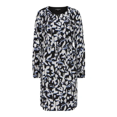 Abbildung von comma Gemustertes Midi Kleid mit Faltenausschnitt schwarz 38