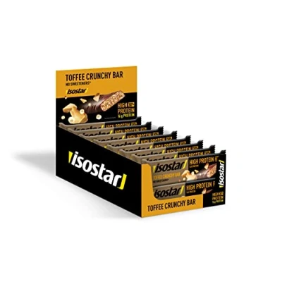 Abbildung von Isostar High Protein 30 Riegel (16x55g), Leckere Proteinriegel Toffee Crunchy Geschmack, Eiweißriegel mit hohem Proteingehalt für messbare Ergebnisse