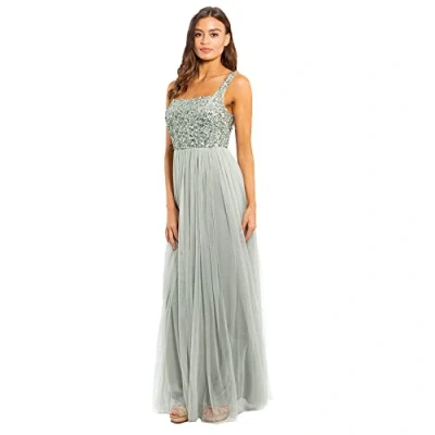 Abbildung von Maya Deluxe Women&#039;s Damen Maxikleid mit Breiten Trägern, Ärmellos, Quadratischer Ausschnitt, Verziert für Hochzeit, Gast, Abschlussball Bridesmaid Dress, Green Lily, 56