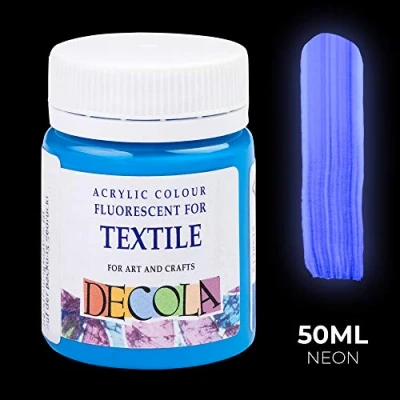 Abbildung von Decola Nevskaya Palitra Fluoreszierende Textilfarbe Blau 50 ml Acryl Neon Farbe mit Glow Effekt unter Schwarzlicht (UV Licht) Qualität