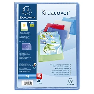 Abbildung von Exacompta 5749E 1 Kreacover Chromaline Dokumentenhülle 40 glatte Kristallhüllen 80 Ansichten für A4 Abmessung 24 x 32 cm halbstarre Polypro Decke 5 zufällige Farben