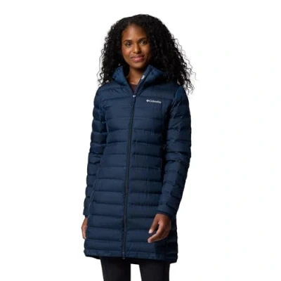 Abbildung von Columbia LAKE 22 LONG Hooded Jacket Daunenmantel, Damen, Größe: Small, Collegiate navy