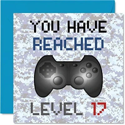 Abbildung von Geburtstagskarte zum 17. Gamer You Have Reached Level 17 Jungen Geburtstagskarten, Teenager Spiele Geburtstag Grußkarten, Videospiel, Tochter, Sohn, Kinder, Enkelin, 145 mm x