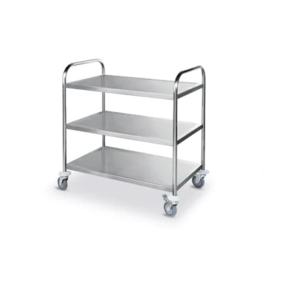 Abbildung von HENDI Servierwagen, für Geschirr, Küchenwagen, mit 4 Lenkrollen 2 davon gebremst, 3 Regalböden, Max. Traglast pro Boden 50kg, 905x585x(H)945mm, Blech 830x510mm, Edelstahl, Silber
