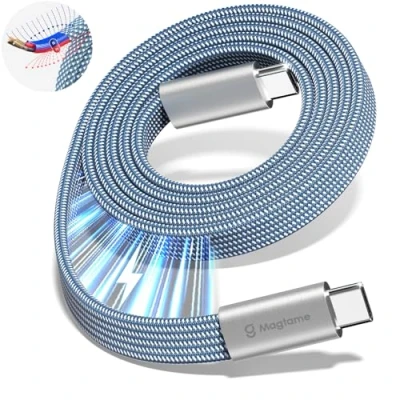 Abbildung von Magtame USB C Ladekabel, 240W(5A) 1.5M magnetisches auf Kabel, Nylon Coiled Typ Schnellladekabel für Samsung, Gerät, Patentprodukt