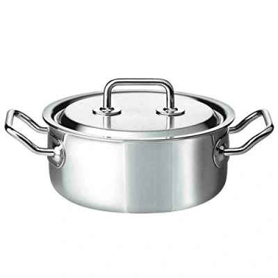Abbildung von Spring 0415500620 Brigade Premium Bratentopf nieder mit Deckel, Edelstahl, silber, 15,2 x 27 29 cm