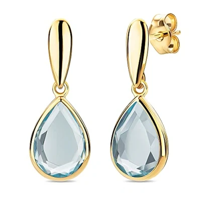 Abbildung von Orovi Schmuck Damen Tropfen Ohrringe Gelbgold mit Edelstein/Geburtsstein Februar Amethyst in blau Ohrhänger aus 14 Karat (585) Gold