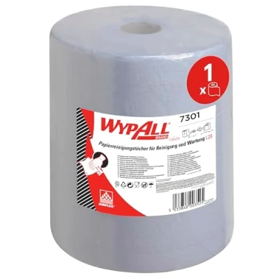 Abbildung von WypAll L20 Reinigungs und Wartungspapier 7301 Extra breit 1 blaue Wischrolle x 500 Papierwischer (insgesamt 500)
