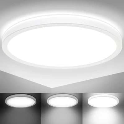 Abbildung von B.K.Licht LED Deckenlampe mit indirektem Licht, ultraflach, in Stufen dimmbar, Panel, Deckenleuchte, Lampe, Wohnzimmerlampe, Schlafzimmerlampe, Küchenlampe, 29,3x2,8 cm, Weiß