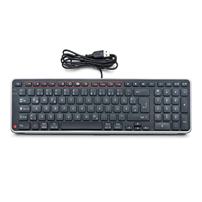 Abbildung von Contour Balance Keyboard Kabelgebundene Tastatur QWERTZ Layout Super Flache Computertastatur Nummernblock + Mediatasten Für Zuhause und Arbeit Windows Mac